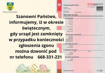 Wydawanie aktu zgonu w okresie świątecznym