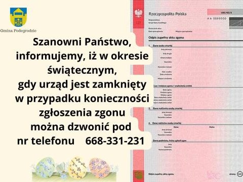 Wydawanie aktu zgonu w okresie świątecznym
