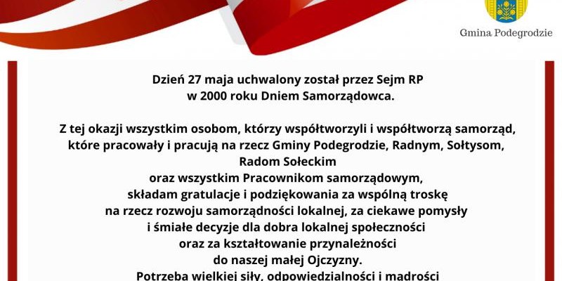 DZIEŃ SAMORZĄDOWCA - 27 MAJA