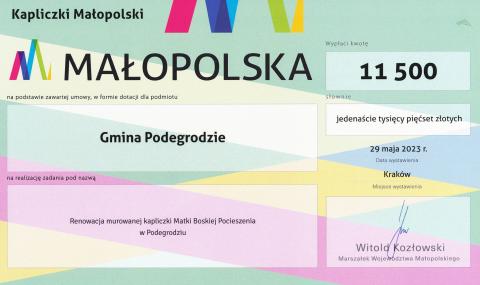 Renowacja murowanej kapliczki Matki Boskiej Pocieszenia w Podegrodziu