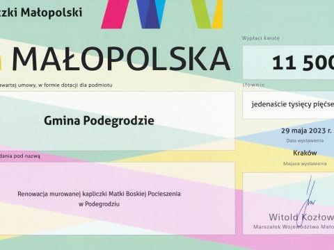 Renowacja murowanej kapliczki Matki Boskiej Pocieszenia w Podegrodziu