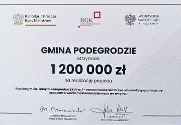 Gmina Podegrodzie z 1.200.000 zł  na ratowanie zabytków