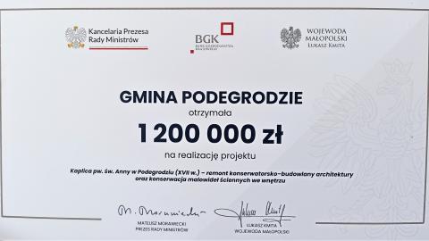 Gmina Podegrodzie z 1.200.000 zł na ratowanie zabytków