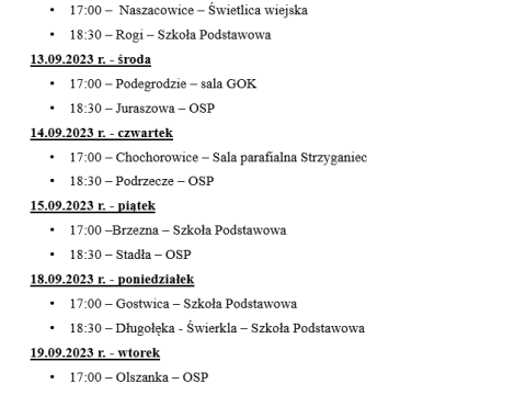 Harmonogram zebrań sołeckich
