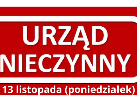 Urząd Gminy Podegrodzie zamknięty w dniu 13 listopada 2023r.