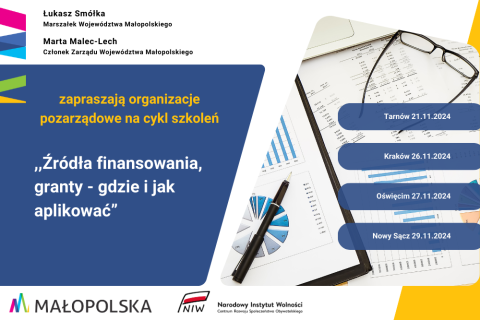 Cykl szkoleń  "Źródła finansowania, granty - gdzie i jak aplikować"