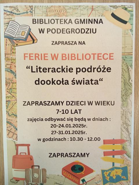 Biblioteka Gminna w Podegrodziu zaprasza na ferie w bibliotece